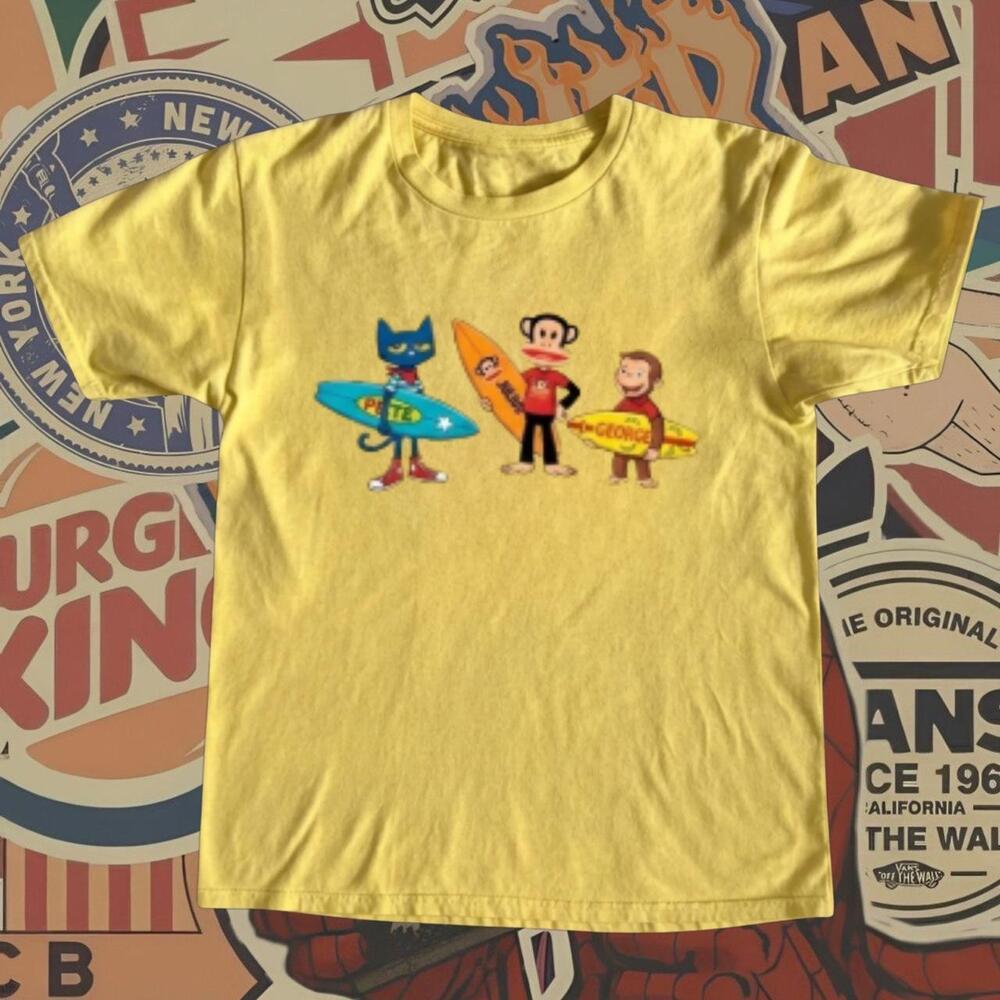 Yellow Pete The Cat And Curious George Tee